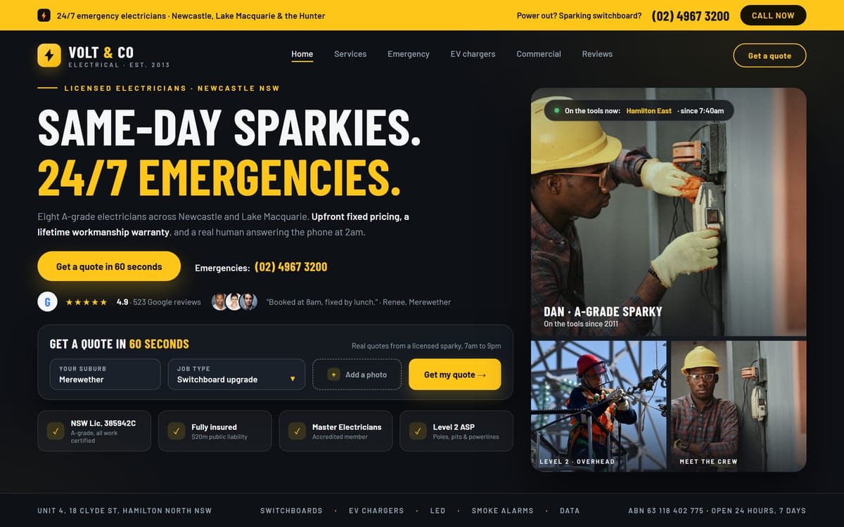 Volt & Co Electrical website design
